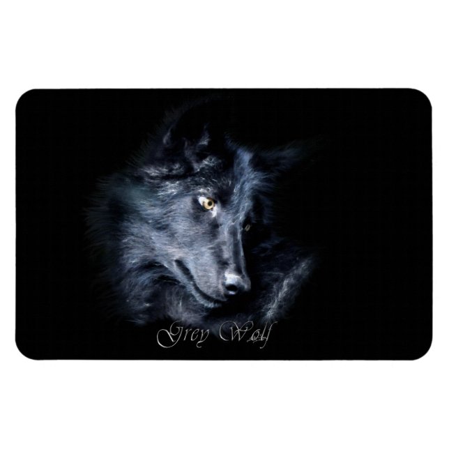 Grey Wolf Wildlife Portrait on a Flexi Magnet (Horizontal)