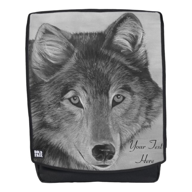 grey wolf wildlife portrait painting wolves backpack (Front)