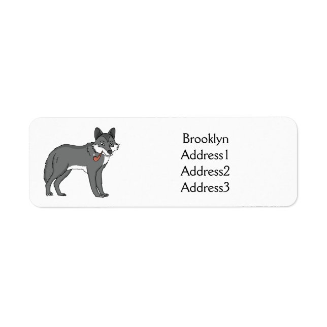 Grey wolf with pipe cartoon illustration (Front)