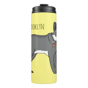 Grey wolf with pipe cartoon illustration thermal tumbler