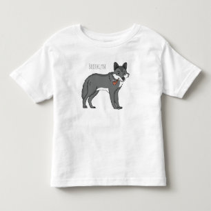 Grey wolf with pipe cartoon illustration toddler T-Shirt