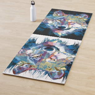 Grey Wolf Yoga Mat - Wolf Head Yogamat