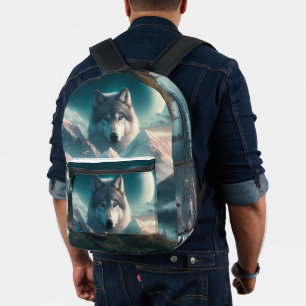 Grey Wolves at Dawn Blue  Printed Backpack