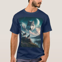 Grey Wolves at Dusk with Mountain