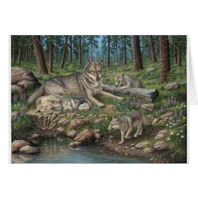 Grey Wolves Greeting/Note Card (Front Horizontal)