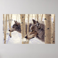 Grey Wolves in Snow Painting -