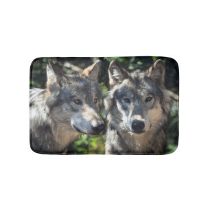 Grey Wolves in the Wild Bath Mat