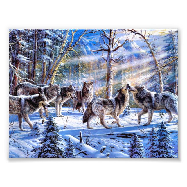 Grey Wolves Painting Photo Print (Front)