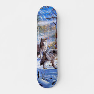 Grey Wolves Painting Skateboard