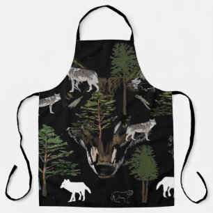 Grey Wolves, Wolf Lovers Art  Apron