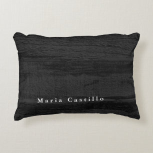 Grey Wood Background Minimalist Modern Name Decorative Cushion