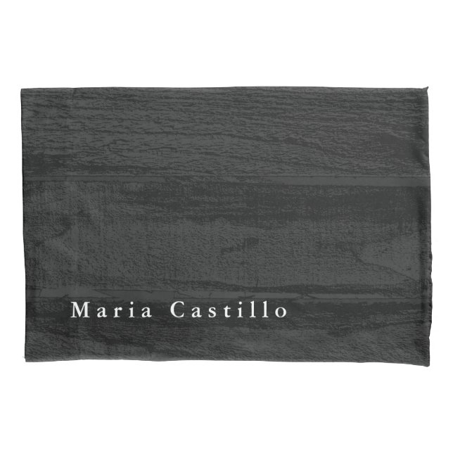 Grey Wood Background Minimalist Modern Name Pillowcase (Front)