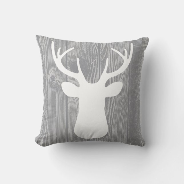 Grey Wood Deer Pillow (Front)