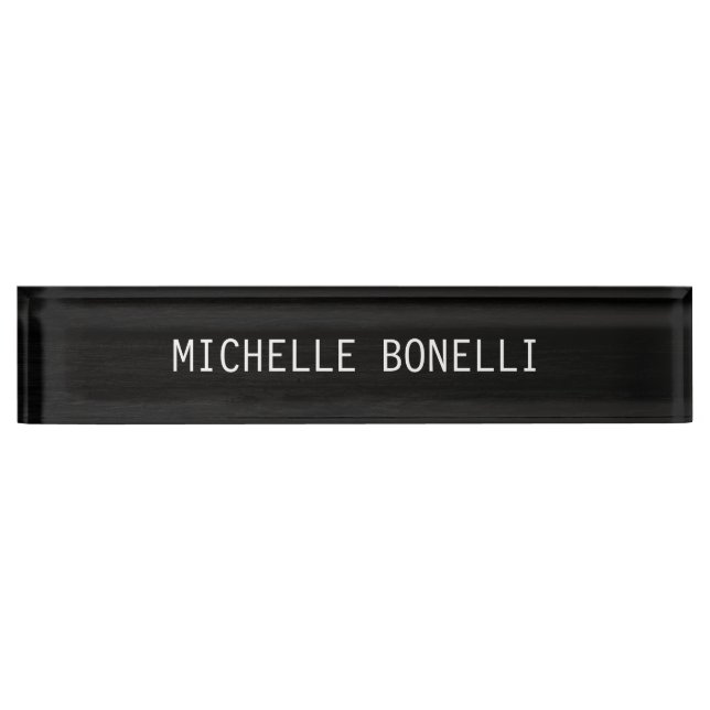 Grey Wood Design Background Plain Legible Modern Nameplate (Front)
