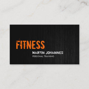 Grey Wood Orange Personal Trainer Business Card