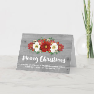 Grey Wood Red Christmas Brother & Sister in Law Holiday Card