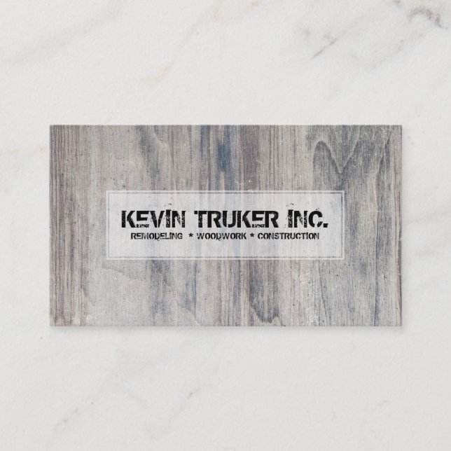Grey Wood Texture Remodeling Woodwork Design Business Card (Front)