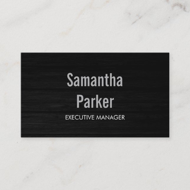 Grey Wood White Contemporary Executive Manager Business Card (Front)