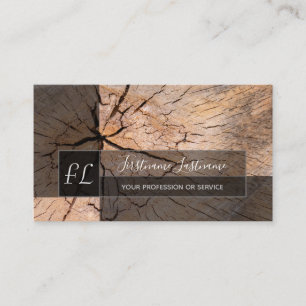 Grey wooden plank surface grey rectangle monogram  business card