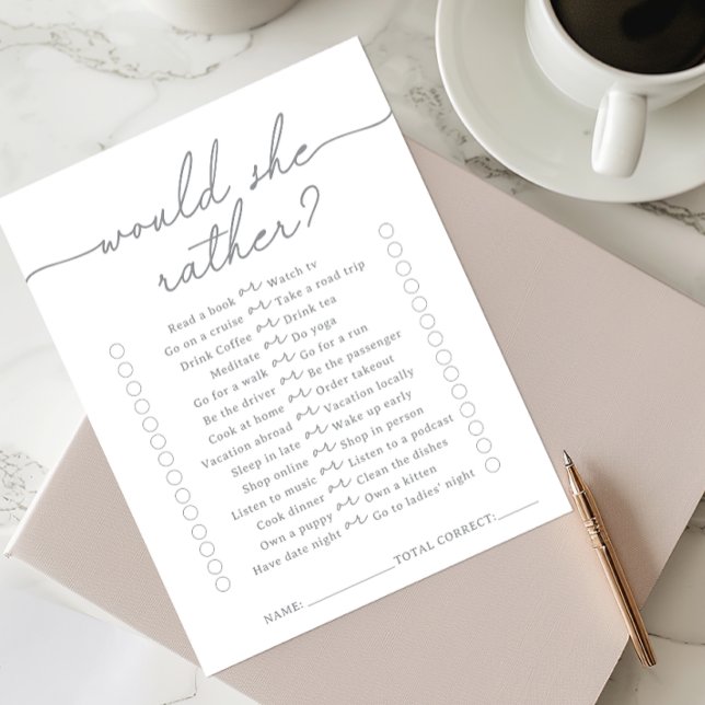 Grey Would She Rather Bridal Shower Game (Creator Uploaded)