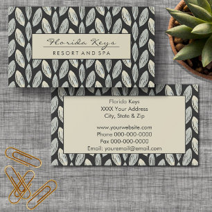 Grey Woven Leaf on Dark Grey Design Business Card