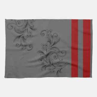Grey x Red Tea Towel