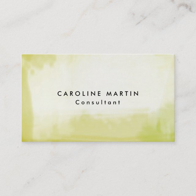 Grey Yellow Abstract Art Plain Modern Feminine Business Card (Front)