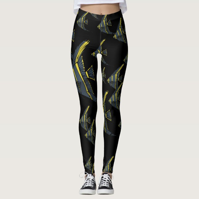 Grey & Yellow Angelfish Leggings (Front)