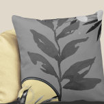 Grey & Yellow Artistic Watercolor Leaves Cushion<br><div class="desc">Modern throw pillow features an artistic abstract design in grey and yellow colour palette. An artistic abstract design features a watercolor leaf and a geometric circle composition with shades of silver and grey with a light yellow colour block accent. This abstract composition is built on combinations of circles and watercolor...</div>