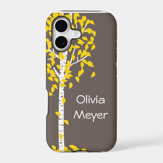 Grey Yellow Aspen Tree iPhone case (Back)