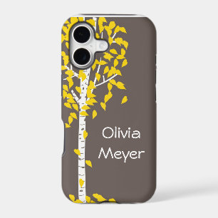 Grey Yellow Aspen Tree iPhone case