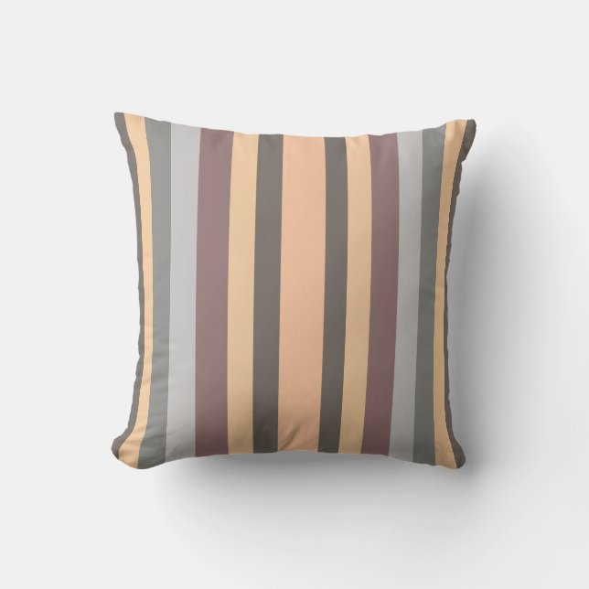 Grey Yellow Blue Purple Stripes Cushion (Front)
