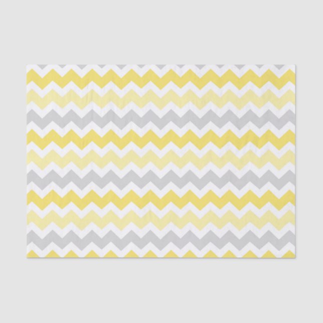 Grey Yellow Chevron Pattern Tissue Paper (Front)