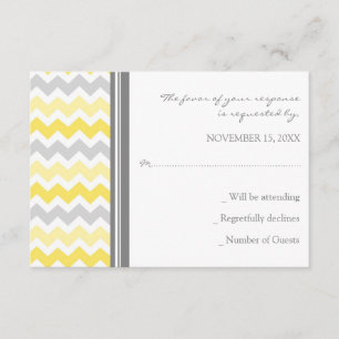 Grey Yellow Chevron RSVP Wedding Card