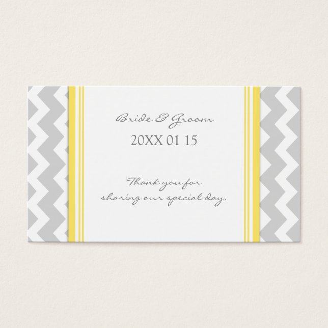 Grey Yellow Chevron Wedding Favour Tags (Front)