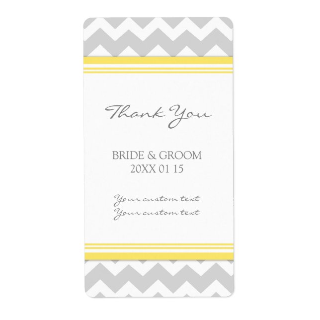 Grey Yellow Chevron Wedding Labels (Front)