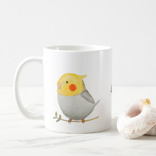 Grey Yellow Cockatiel Cute Pet Bird Custom name  Coffee Mug