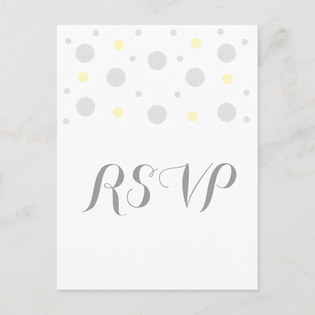 Grey Yellow Confetti Response Postcard (Front)