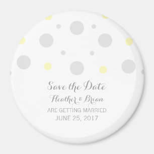 Grey Yellow Confetti Save the Date Magnet