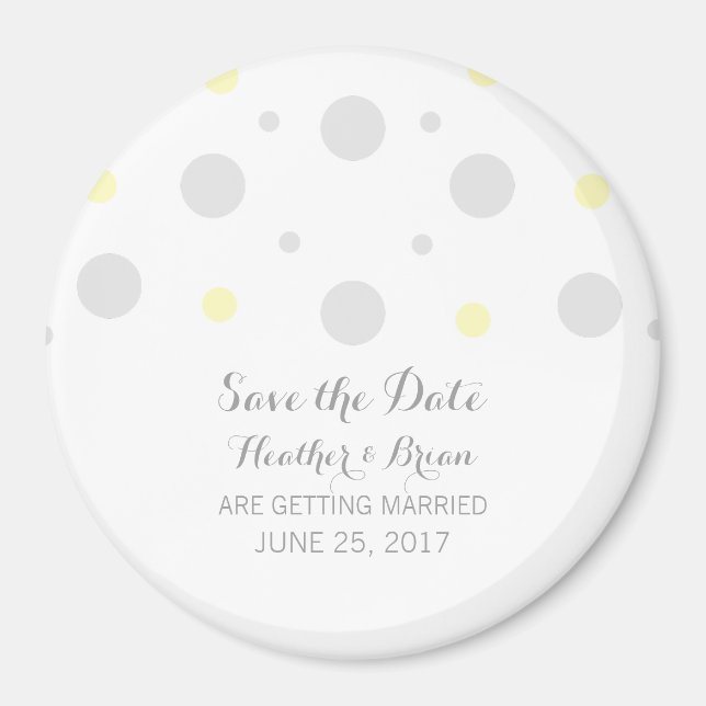 Grey Yellow Confetti Save the Date Magnet (Front)