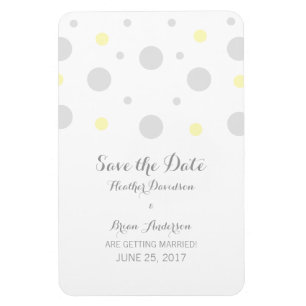 Grey Yellow Confetti Save the Date Magnet