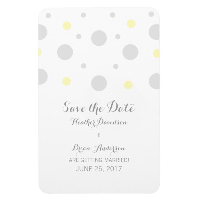 Grey Yellow Confetti Save the Date Magnet (Vertical)