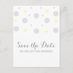 Grey Yellow Confetti Save the Date Postcard