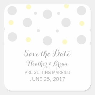Grey Yellow Confetti Save the Date Stickers