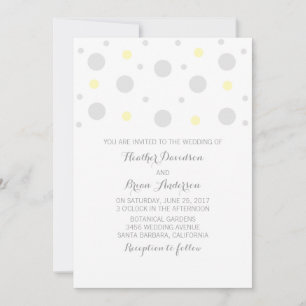 Grey Yellow Confetti Wedding Invite