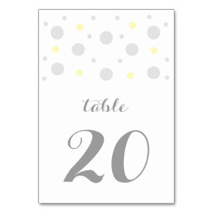Grey Yellow Confetti Wedding Table Card