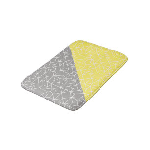 Grey & Yellow Geometric Bath Mat