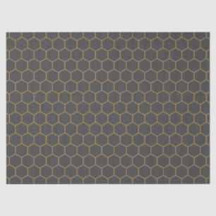 Grey Yellow Honeycomb Hexagon Pattern Trendy Chic Tissue Paper