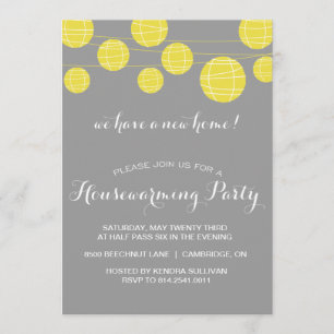 GREY YELLOW LANTERNS HOUSEWARMING PARTY INVITATION