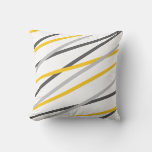 Grey Yellow Linear Abstract Cushion